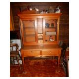 Antique Stepback Bookcase w/Glass Doors & 3 Drawer