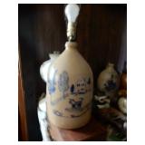 Painted Jug Lamp W/ Blue  Dog & House