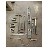 Box of Tools - Level, Hammers, Pry Bar, Etc.