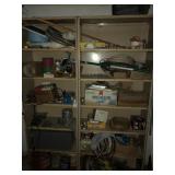 Two Metal Shelves With Contents