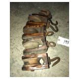 Five Wooden Block Pulleys