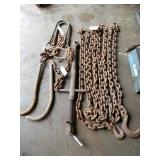 Rusty Log Chain w/ 2 Hooks (1 is Bent)