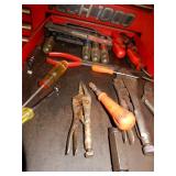 Drawer of Vise Grips, Screw Drivers, Nut Drivers