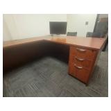 U Shape Office Desk with Hutch - Computer Sold Separately