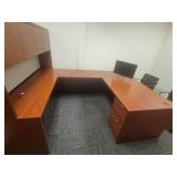 U Shape Office Desk with Hutch - Computer Sold Separately