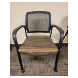 Rounded Back Mesh Office Chair on Wheels - Striped Seat Design