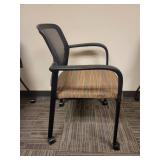 Rounded Back Mesh Office Chair on Wheels - Striped Seat Design