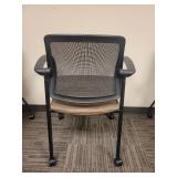 Rounded Back Mesh Office Chair on Wheels - Striped Seat Design