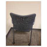 Mesh Back Office Chair on Wheels with Striped Pattern on Seat