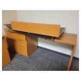Partially Dissasembled U Shape Desk with Hutch