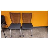 Lot of 2 Folding Orange Mesh Back - Little Worn - Some Needing New Casters