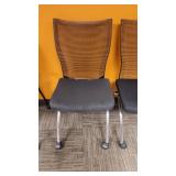 Lot of 2 Folding Orange Mesh Back - Little Worn - Some Needing New Casters