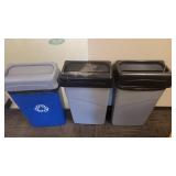 Lot of 3 Flip Top Tash and Recycling Cans