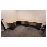 L Shaoed Office Desk With Filing Cabinet