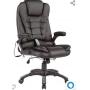 Massage High-Back PU Leather Computer Chair w/360 Degree Adjustable Height & Armrest (Black)