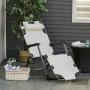 Black Metal Folding Outdoor Chaise Lounge Chair with Cream White Mesh and Head Pillow Retail: $85.58