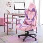 PINK AND PURPLE GAMING CHAIR WITH PILLOW ACCESSORIES