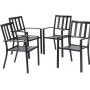 EMERIT Patio Wrought Metal Indoor Outdoor Stackable Dining Arm Chairs Set of 4,Black