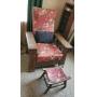 1940's Morris oak chair with foot stool 40 x 33 x 33