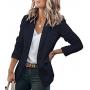 Cicy Bell Womens Casual Blazers Open Front Long Sleeve Work Office Jackets Blazer(Navy,XX-Large)