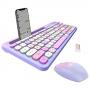 Wireless Keyboard and Mouse Combo - 2.4GHz Full-Sized - Computer Keyboard with Phone Holder - Keyboard and Mouse Set for Windows/ Laptop/PC/Notebook - Purple Colorful