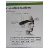 Induction Headlamp ABS Battery Powered USB Rechargable Mounted Ultra Bright Flashlight for Running, Hiking, Camping, Fishing