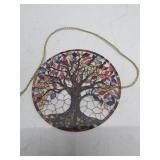 Colorful Tree of Life Stained Glass Wall Hanging - 6 inch diameter