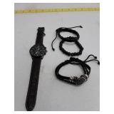 Watch & Bracelet Set - Black