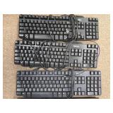 (5) Dell USB Wired Keyboards - Black