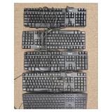 (5) Dell USB Wired Keyboards
