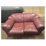 Burgundy Leather Love Seat