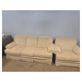 Traditional Beige Living Room Set - Sofa and Armchair
