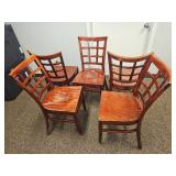 (5) Wooden Lattice Back Dining Chairs