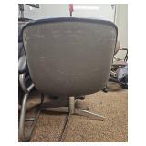 (3) Office Guest Chairs - Black Leather & Blue Fabric