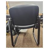 (3) Office Guest Chairs - Black Leather & Blue Fabric