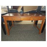 Vintage Wood Console Table with Brass Handles