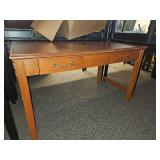 Vintage Wood Console Table with Brass Handles