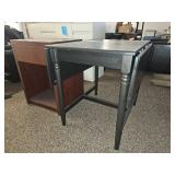 Side Table with Storage Shelf and Dark Wood Table