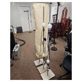 (3) Modern Floor Lamp Set with Paper Shade Columns