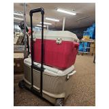 (2) Vintage Cooler Set - Coleman and Rubbermaid with Cart