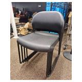 (4) Black Stackable Office Guest Chairs