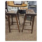 (2)  Wooden Bar Stools