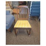 Vintage Wooden Rocking Chair with Modern Yellow Cushion