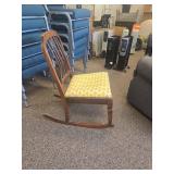 Vintage Wooden Rocking Chair with Modern Yellow Cushion