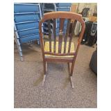 Vintage Wooden Rocking Chair with Modern Yellow Cushion
