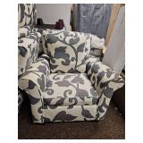 (2) Modern Floral Pattern Upholstered Armchair W/ Ottoman