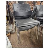 (7) Office Guest Chairs - Black Perforated Set