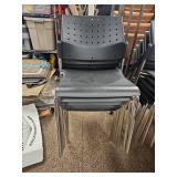 (7) Office Guest Chairs - Black Perforated Set