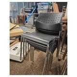 (7) Office Guest Chairs - Black Perforated Set