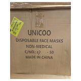(1 box) Unicoo Disposable Face Masks